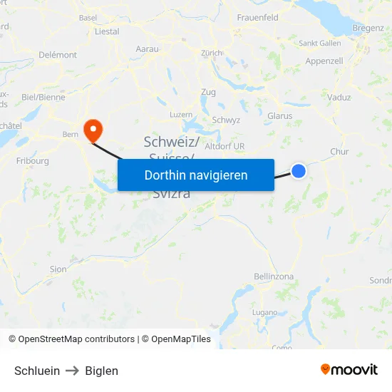 Schluein to Biglen map