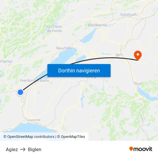 Agiez to Biglen map