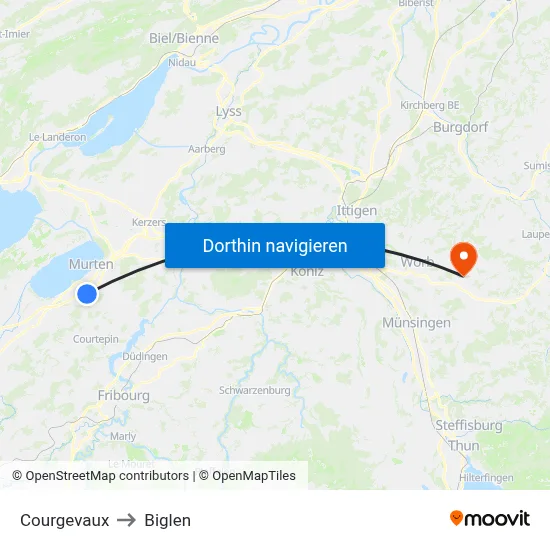 Courgevaux to Biglen map