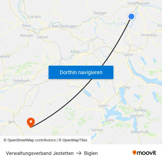 Verwaltungsverband Jestetten to Biglen map