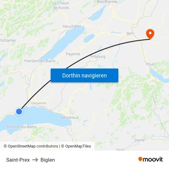 Saint-Prex to Biglen map