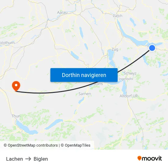 Lachen to Biglen map