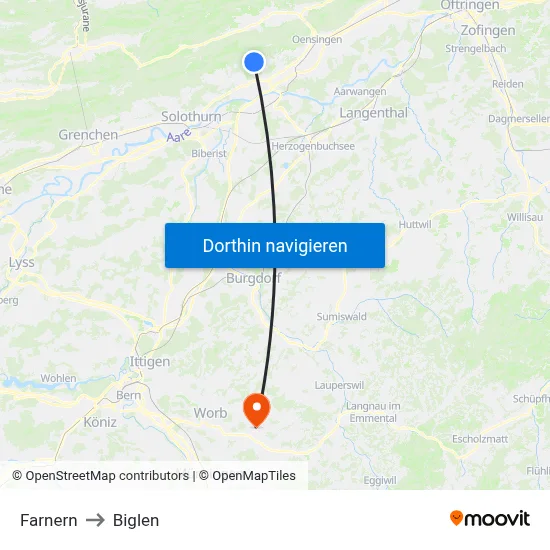 Farnern to Biglen map