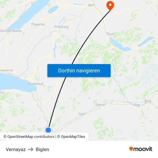 Vernayaz to Biglen map