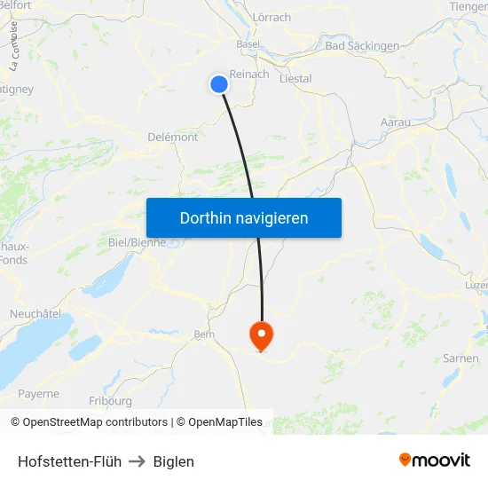 Hofstetten-Flüh to Biglen map