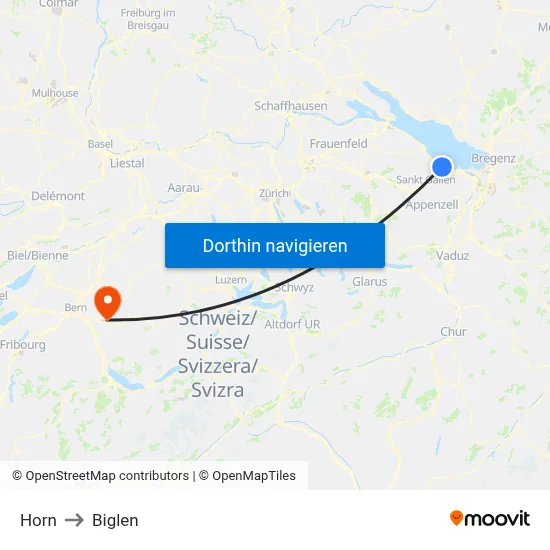 Horn to Biglen map