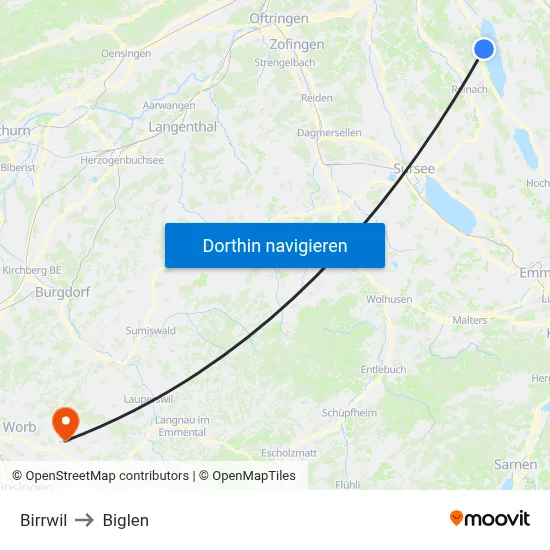 Birrwil to Biglen map