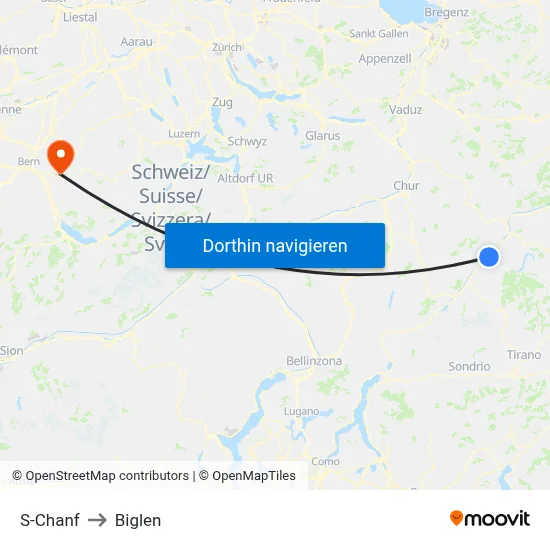 S-Chanf to Biglen map