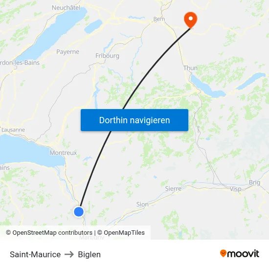 Saint-Maurice to Biglen map