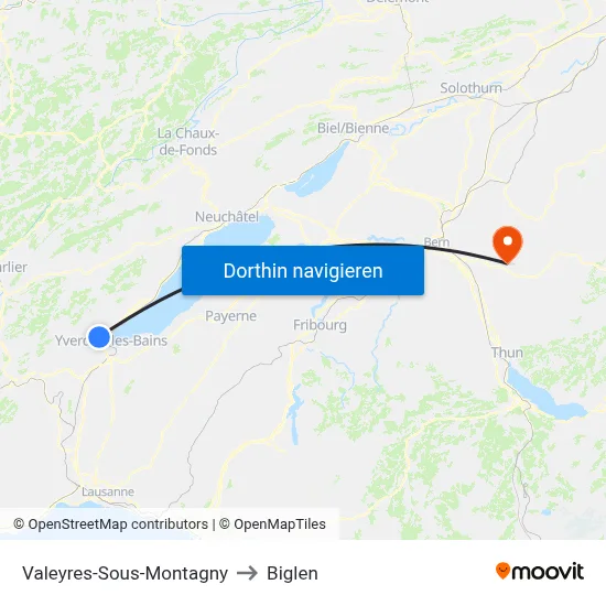 Valeyres-Sous-Montagny to Biglen map