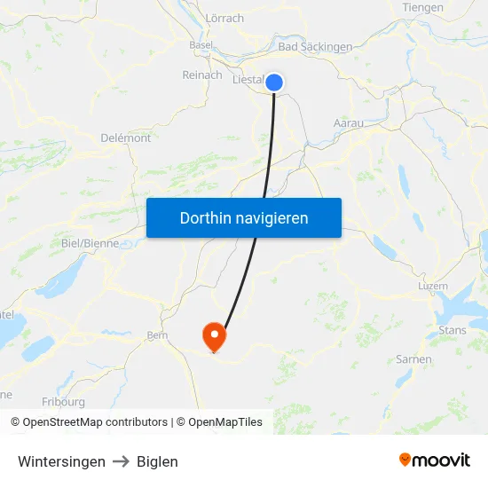 Wintersingen to Biglen map