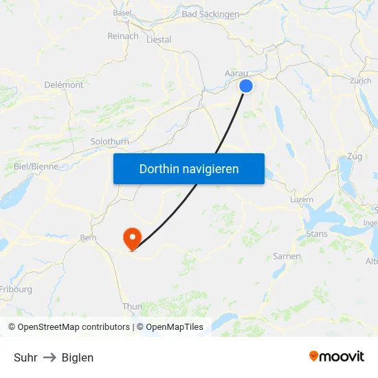 Suhr to Biglen map