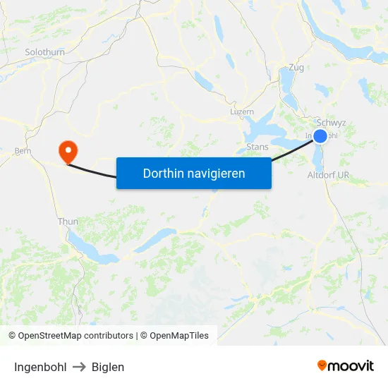 Ingenbohl to Biglen map