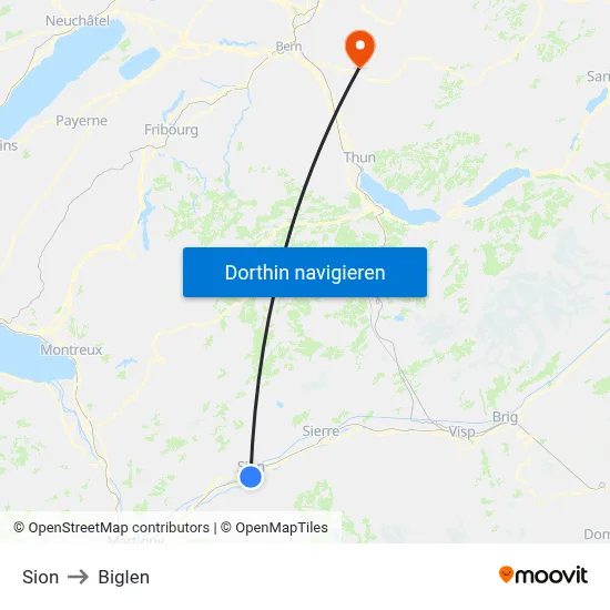 Sion to Biglen map