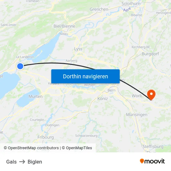 Gals to Biglen map
