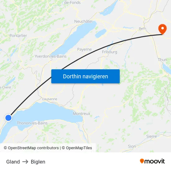 Gland to Biglen map