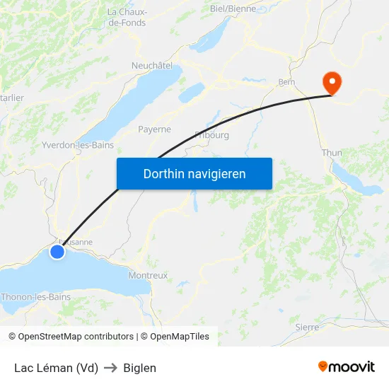 Lac Léman (Vd) to Biglen map