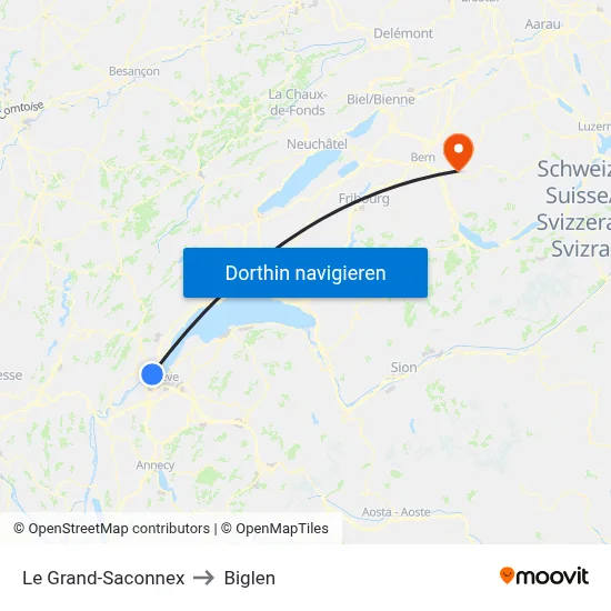 Le Grand-Saconnex to Biglen map