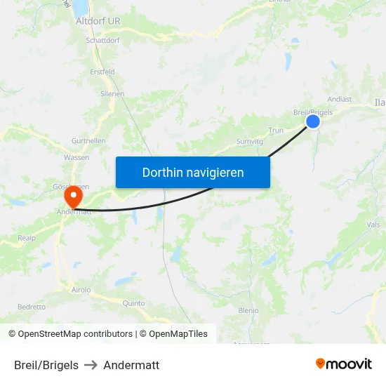 Breil/Brigels to Andermatt map