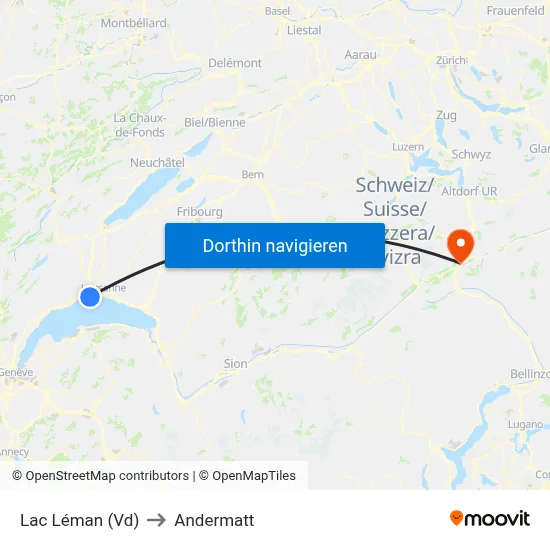 Lac Léman (Vd) to Andermatt map