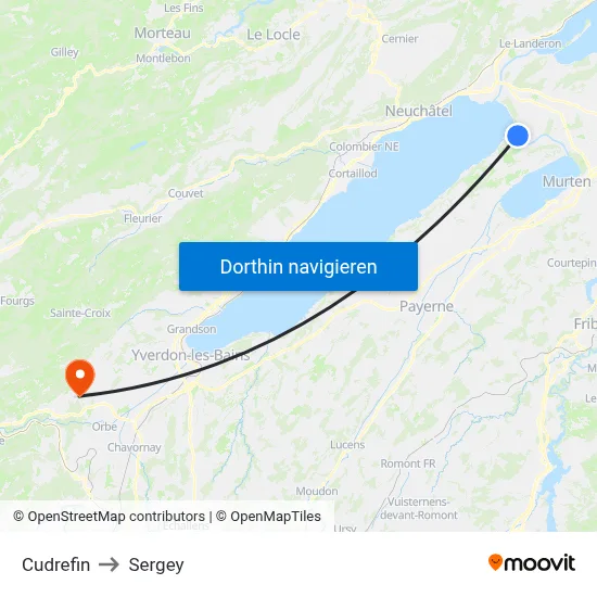 Cudrefin to Sergey map