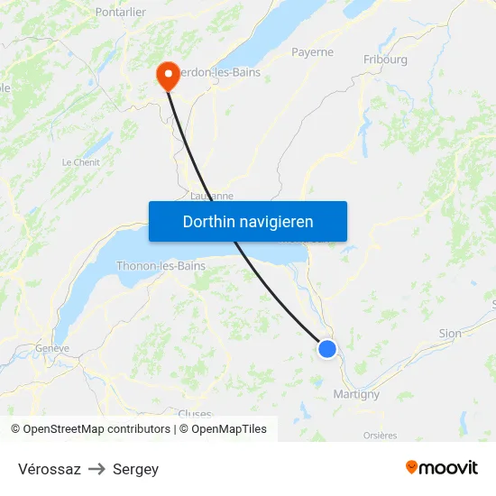 Vérossaz to Sergey map