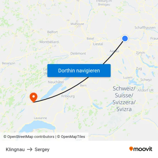 Klingnau to Sergey map