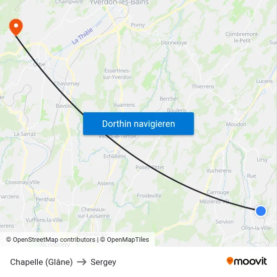 Chapelle (Glâne) to Sergey map