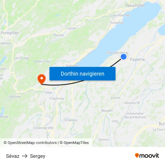 Sévaz to Sergey map