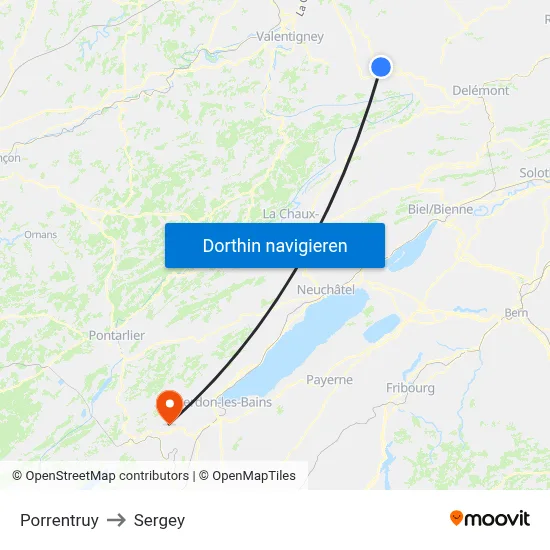 Porrentruy to Sergey map