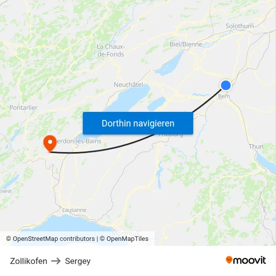 Zollikofen to Sergey map