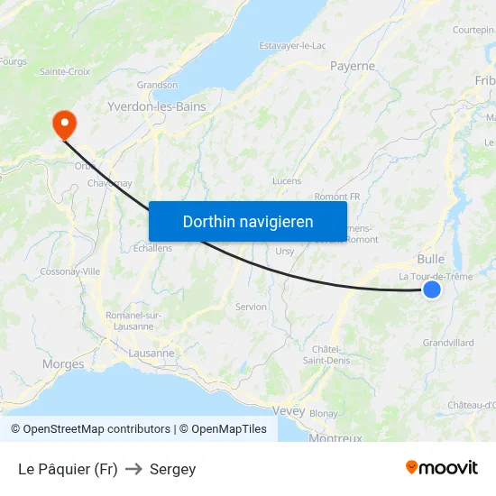 Le Pâquier (Fr) to Sergey map