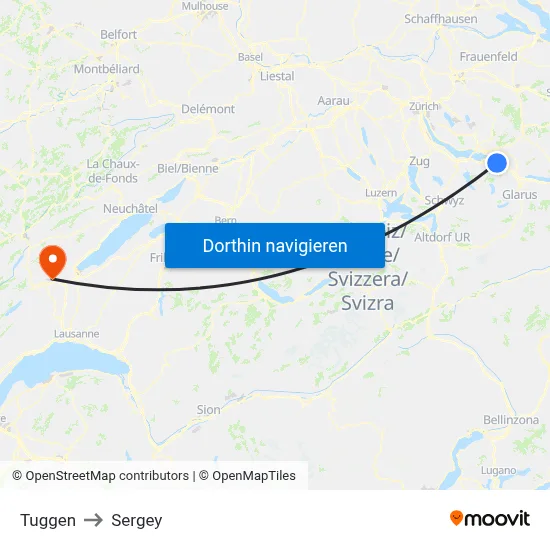 Tuggen to Sergey map