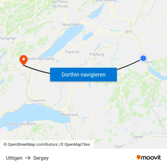Uttigen to Sergey map