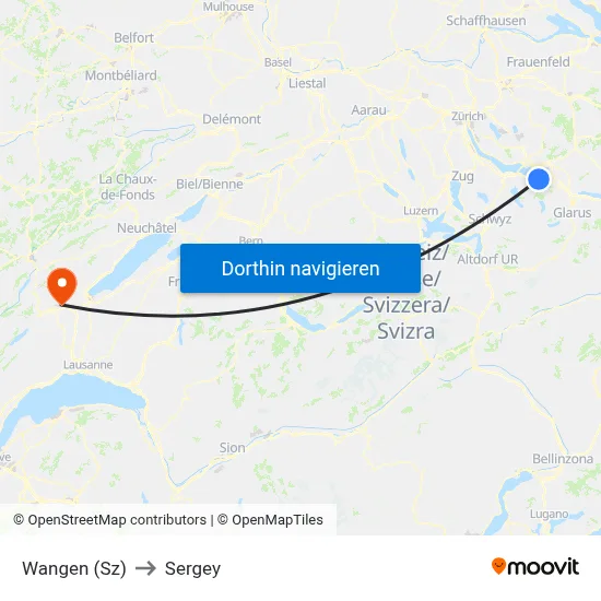 Wangen (Sz) to Sergey map