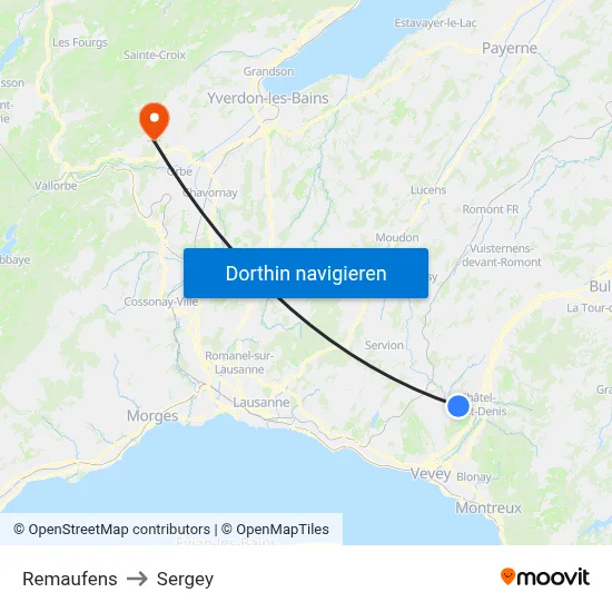 Remaufens to Sergey map
