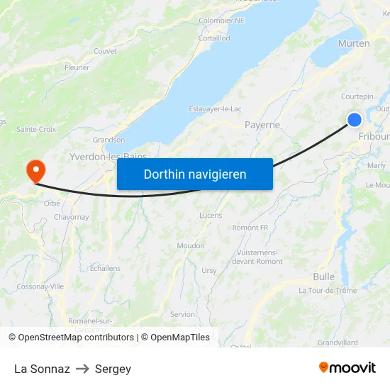 La Sonnaz to Sergey map