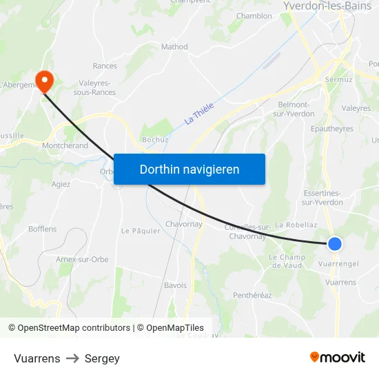 Vuarrens to Sergey map