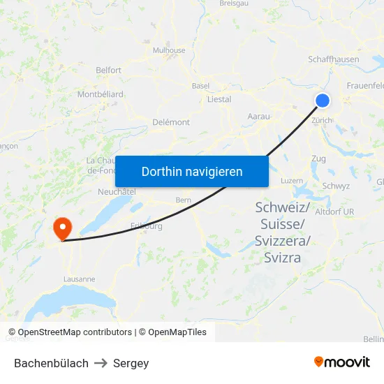 Bachenbülach to Sergey map