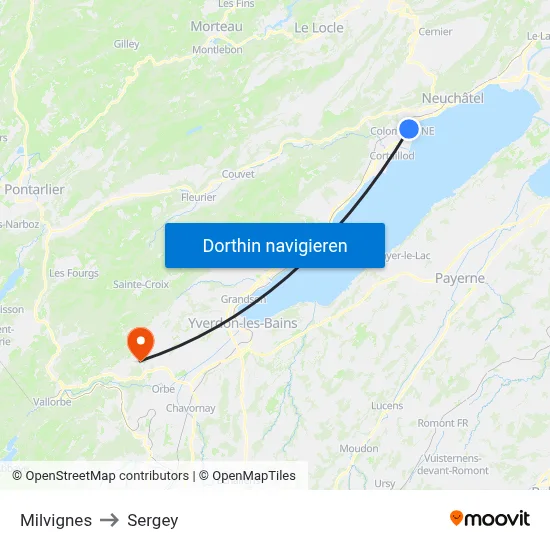 Milvignes to Sergey map