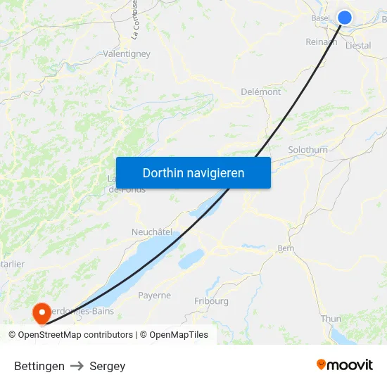 Bettingen to Sergey map