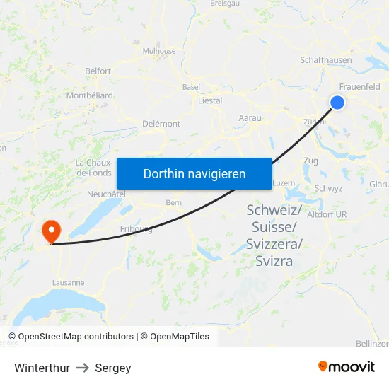 Winterthur to Sergey map