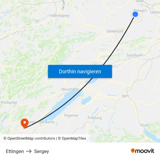 Ettingen to Sergey map