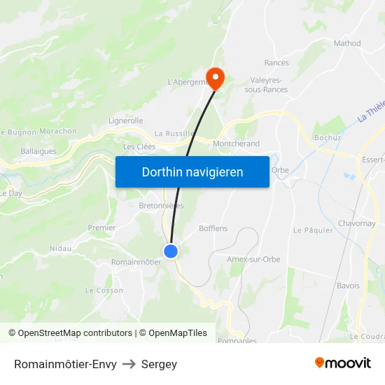 Romainmôtier-Envy to Sergey map