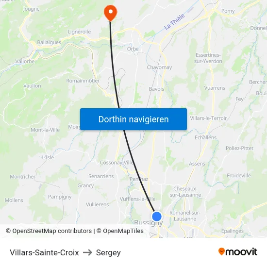 Villars-Sainte-Croix to Sergey map