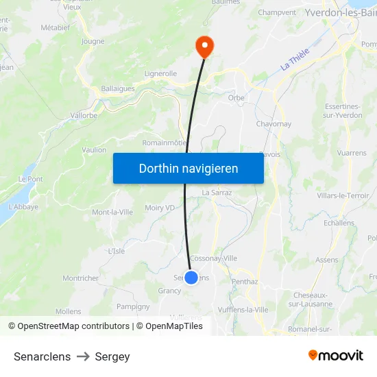 Senarclens to Sergey map