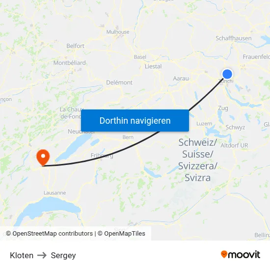 Kloten to Sergey map