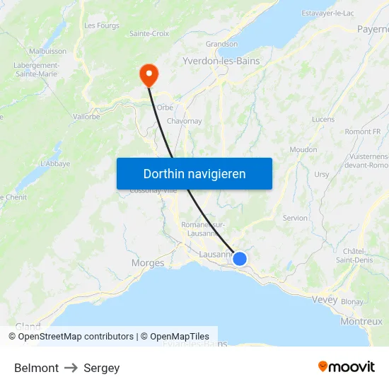 Belmont to Sergey map