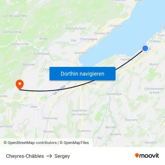 Cheyres-Châbles to Sergey map