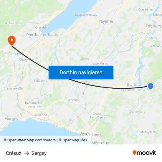 Crésuz to Sergey map